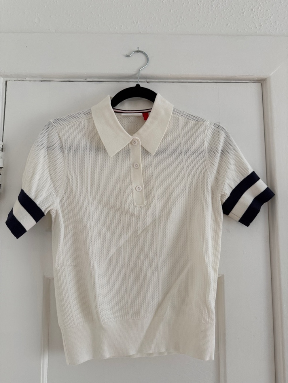 Wilson Cream Polo with Red and Navy Neck Trim